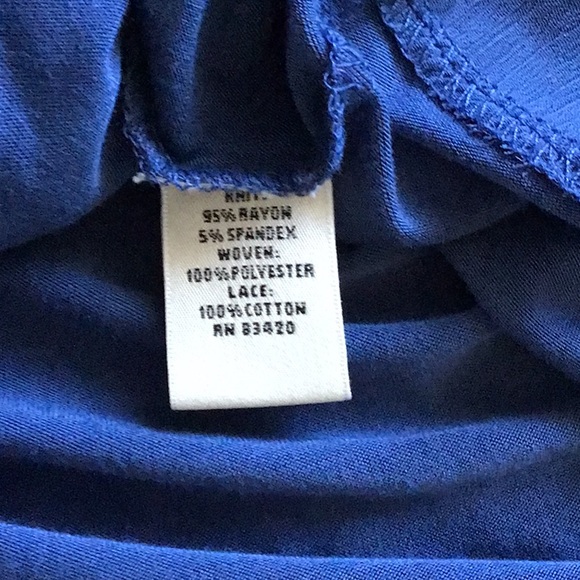 a.moon XL Blue Button Up Blouse with Lace Sleeves - Picture 6 of 7